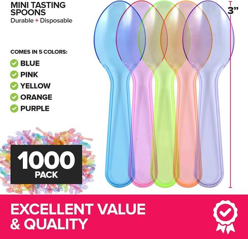 Stock Your Home 400 Count 3-Inch Plastic Mini Taster Spoons - Perfect for Sampling, Desserts, and Parties, Disposable and Durable Utensils in Saudi Arabia