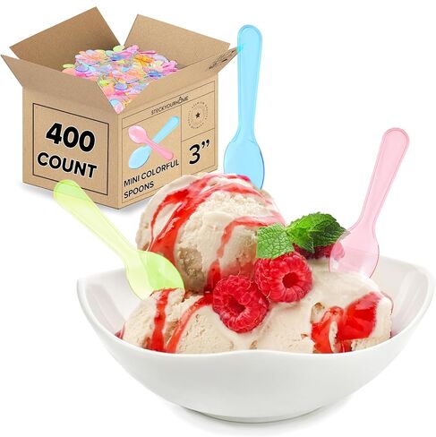 Stock Your Home 400 Count 3-Inch Plastic Mini Taster Spoons - Perfect for Sampling, Desserts, and Parties, Disposable and Durable Utensils in Saudi Arabia