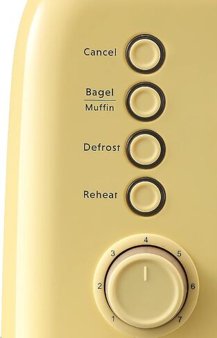 BUYDEEM DT620 2-Slice Toaster, Extra Wide Slots, Retro Stainless Steel with High Lift Lever, Bagel and Muffin Function, Removal Crumb Tray, 7-Shade Settings,Mellow Yellow in Saudi Arabia