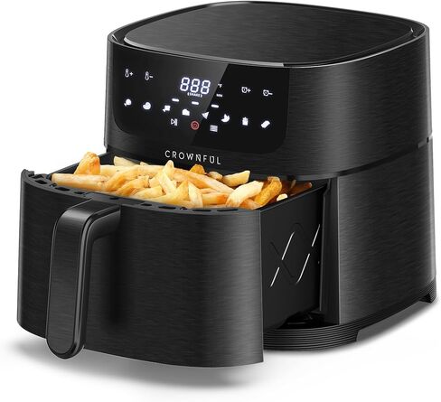 CROWNFUL 7 Quart Air Fryer, Oilless Electric Cooker with 8 Cooking Functions, LCD Digital Touch Screen with Precise Temperature Control, Shake Reminder Function, 1500W, UL Listed-Black in Saudi Arabia