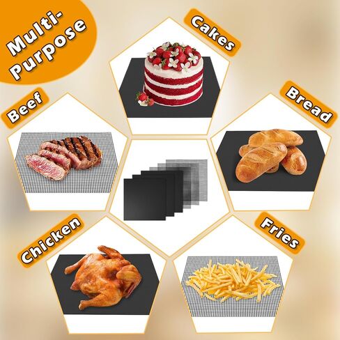 Air Fryer Liners Reusable Compatible with Breville Smart Oven Air Fryer Pro BOV900BSS, Liners for Bottom of Oven Non-Stick Mats for Baking, Cooking, Air Fryer Accessories, w/3x Liners + 3x Mesh in Kuwait