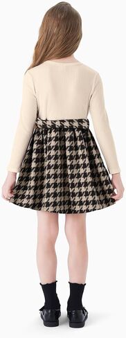PATPAT Girl's One Piece Outfit Long Sleeve Knit Tee and Checkered Hlter Dress Set with Belts for 5-12Y in Saudi Arabia