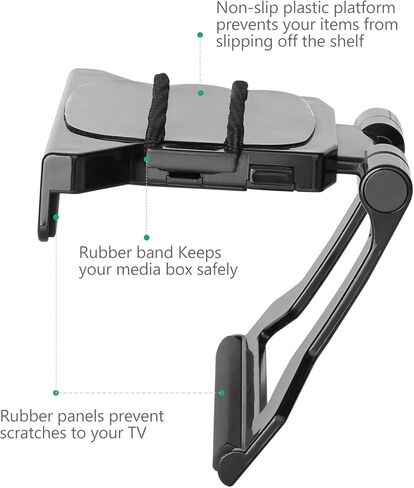 رف علوي للتلفزيون من WALI، حامل تثبيت بمشبك قابل للتعديل مقاس 5 × 5 بوصة لأجهزة البث وصناديق الوسائط ومكبرات الصوت وديكور المنزل (TSH003)، عبوة واحدة، أسود in Kuwait