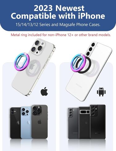 حامل حلقي مغناطيسي قوي بمقبض هاتف Magsafe مزدوج الجوانب متوافق مع الهواتف الذكية، iPhone 15/14/13/12 Plus Pro Max، Google، Samsung، ملحقات Magsafe in Saudi Arabia