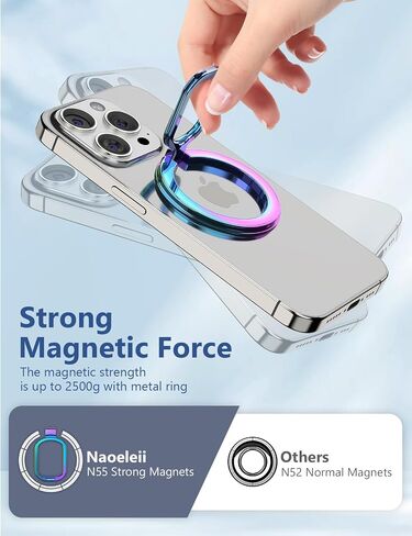 حامل حلقي مغناطيسي قوي بمقبض هاتف Magsafe مزدوج الجوانب متوافق مع الهواتف الذكية، iPhone 15/14/13/12 Plus Pro Max، Google، Samsung، ملحقات Magsafe in Saudi Arabia