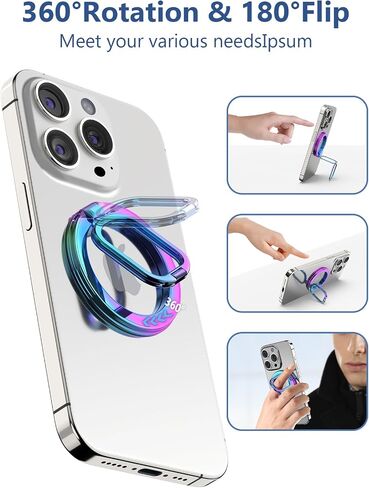 حامل حلقي مغناطيسي قوي بمقبض هاتف Magsafe مزدوج الجوانب متوافق مع الهواتف الذكية، iPhone 15/14/13/12 Plus Pro Max، Google، Samsung، ملحقات Magsafe in Saudi Arabia