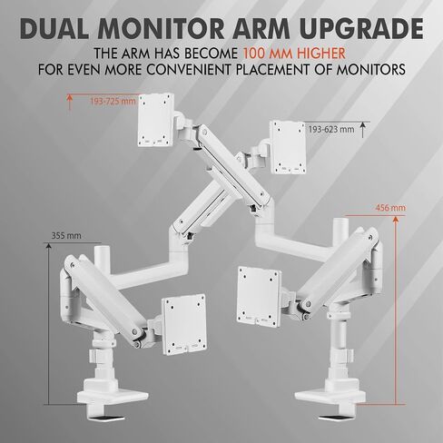 Ultrawide Dual Monitor Arm – Heavy Duty Monitor Arm Desk Mount with VESA Mount Compatibility and Gas Spring Mechanism – Holds Up to 57" Wide and 59.4 lbs. Each in Kuwait