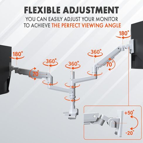 Ultrawide Dual Monitor Arm – Heavy Duty Monitor Arm Desk Mount with VESA Mount Compatibility and Gas Spring Mechanism – Holds Up to 57" Wide and 59.4 lbs. Each in Kuwait