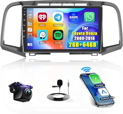 Hikity Android Car Stereo for Toyota Venza 2009-2016 Radio 2+64GB 9 Inch Touchscreen Car Radio Wireless Carplay Android Auto Support GPS Navigation WiFi Bluetooth FM EQ Backup Camera in Saudi Arabia