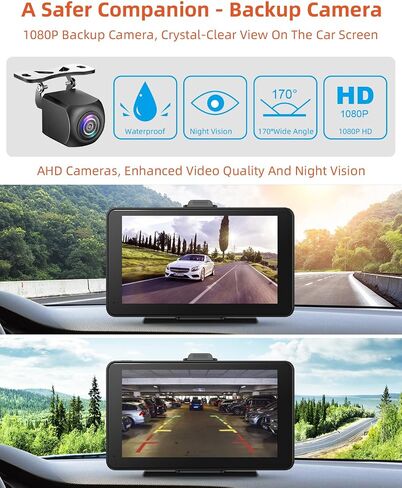 Portable Apple Carplay & Android Auto with 1080P Backup Camera, Car Screen x7 Inch HD IPS Touch Carplay Screen for Car Plug in, Car Play Dash Mount with AUX, FM, Siri, GPS Navigation in Saudi Arabia