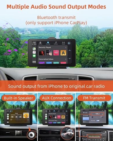 Portable Apple Carplay & Android Auto with 1080P Backup Camera, Car Screen x7 Inch HD IPS Touch Carplay Screen for Car Plug in, Car Play Dash Mount with AUX, FM, Siri, GPS Navigation in Saudi Arabia