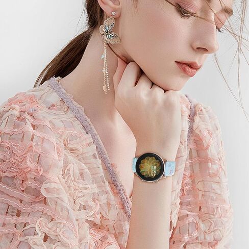 Floral Engraved Bands Compatible with Samsung Galaxy Watch 6 5 4 40mm 44mm,Galaxy Watch 5 Pro 45mm,Watch 4 Classic, Active 2 Band,Galaxy Watch 3,20mm Soft Silicone Two-Tone Watch Strap Women in Saudi Arabia