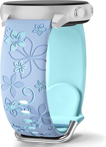 Floral Engraved Bands Compatible with Samsung Galaxy Watch 6 5 4 40mm 44mm,Galaxy Watch 5 Pro 45mm,Watch 4 Classic, Active 2 Band,Galaxy Watch 3,20mm Soft Silicone Two-Tone Watch Strap Women in Saudi Arabia