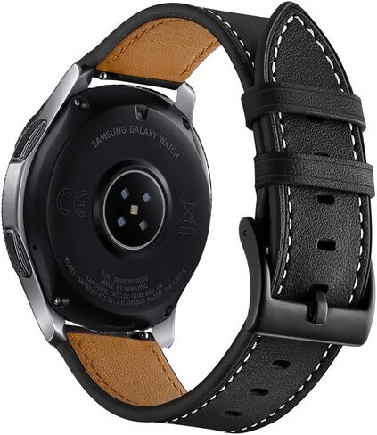 Galaxy Watch 8 Classic Band 46mm, Bands for Samsung Galaxy Watch 9 8 40 44mm, Business Leather Wristband Replacement Strap for Men Women, Black+Brown in Kuwait