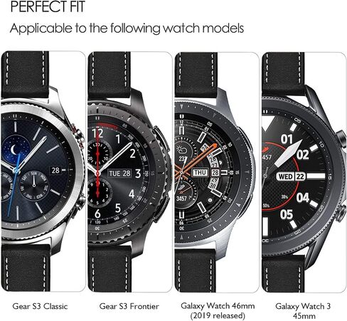 Galaxy Watch 8 Classic Band 46mm, Bands for Samsung Galaxy Watch 9 8 40 44mm, Business Leather Wristband Replacement Strap for Men Women, Black+Brown in Kuwait