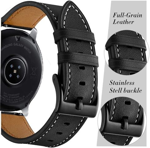 Galaxy Watch 8 Classic Band 46mm, Bands for Samsung Galaxy Watch 9 8 40 44mm, Business Leather Wristband Replacement Strap for Men Women, Black+Brown in Kuwait