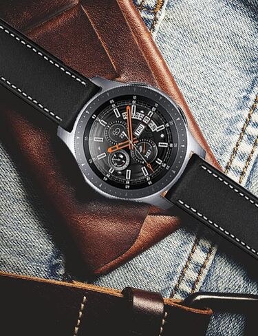 Galaxy Watch 8 Classic Band 46mm, Bands for Samsung Galaxy Watch 9 8 40 44mm, Business Leather Wristband Replacement Strap for Men Women, Black+Brown in Kuwait