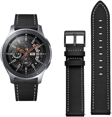 Galaxy Watch 8 Classic Band 46mm, Bands for Samsung Galaxy Watch 9 8 40 44mm, Business Leather Wristband Replacement Strap for Men Women, Black+Brown in Kuwait