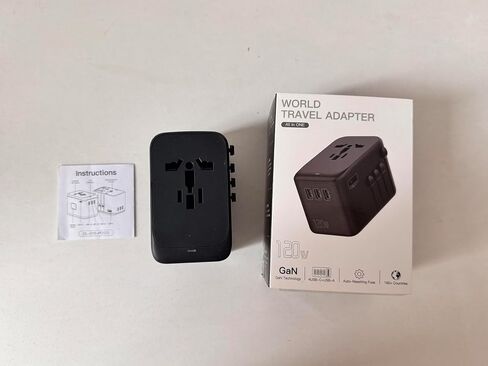 محول سفر دولي بقدرة 120 وات، ومحول طاقة عالمي 4USB-C و1USB-A، وشاحن سريع GaN مع مقابس المملكة المتحدة والاتحاد الأوروبي والولايات المتحدة، ومحول دولي الكل في واحد للهواتف اللوحية in Saudi Arabia