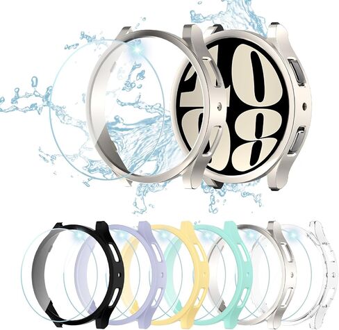 Haojavo [6+8] Pack for Samsung Galaxy Watch 6 40mm Screen Protector Case, Hard PC Protective Bumper Shell + HD Anti-Fog Tempered Glass Film, Waterproof Face Cover Set for Galaxy Watch 6 Accessories in Saudi Arabia