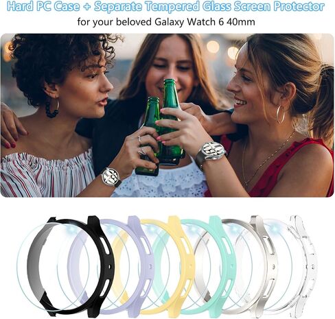 Haojavo [6+8] Pack for Samsung Galaxy Watch 6 40mm Screen Protector Case, Hard PC Protective Bumper Shell + HD Anti-Fog Tempered Glass Film, Waterproof Face Cover Set for Galaxy Watch 6 Accessories in Saudi Arabia