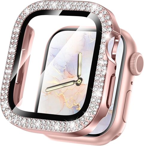 Goton Bling Screen Protector Compatible for Apple Watch Series 10 9 8 7 6 5 4 SE 2 41mm 44mm 40mm 45mm 46mm 42mm Case for Women, Glitter Diamond Rhinestone Face Cover for iWatch Accessories in Kuwait