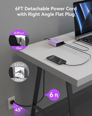 محطات شحن USB C، 160 وات 8 منافذ GaN لشواحن الحائط السريعة مع 70 وات مزدوج 30 وات، PD QC PPS، محول كمبيوتر محمول 65 وات لأجهزة MacBook Pro/Air، iPad، iPhone، Dell XPS، Samsung Galaxy، رمادي تيتانيوم in Kuwait