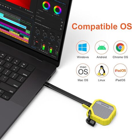Qwiizlab M.2 2230 SSD NVMe Enclosure, 10Gbps USB 3.2 Gen 2 Type-C, Fits M Key up to 2TB, Supports PCIe UASP, Rugged Aluminum Case (Lemon Fizz), SSD Not Included in Saudi Arabia