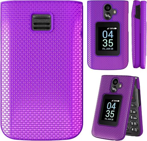 for TCL Flip 3 Phone Case with [2*Screen Protector],TCL Flip 3 Case Slim Fit Hard Shell Design [Front Back Full Body Protection] Frosted PC Shockproof Phone Case for TCL Flip 3 T435 2024 Purple in Kuwait