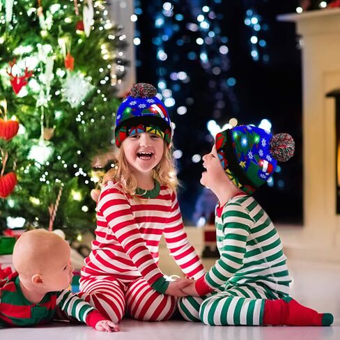 قبعة عيد الميلاد تضيء قبعة LED عيد الميلاد ديناصور محبوك قبعة ملونة قبعة عيد الميلاد للأطفال البالغين قبعة عيد الميلاد الشتاء الثلوج عيد الميلاد عطلة هدايا الحفلات in Saudi Arabia