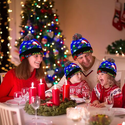 قبعة عيد الميلاد تضيء قبعة LED عيد الميلاد ديناصور محبوك قبعة ملونة قبعة عيد الميلاد للأطفال البالغين قبعة عيد الميلاد الشتاء الثلوج عيد الميلاد عطلة هدايا الحفلات in Saudi Arabia