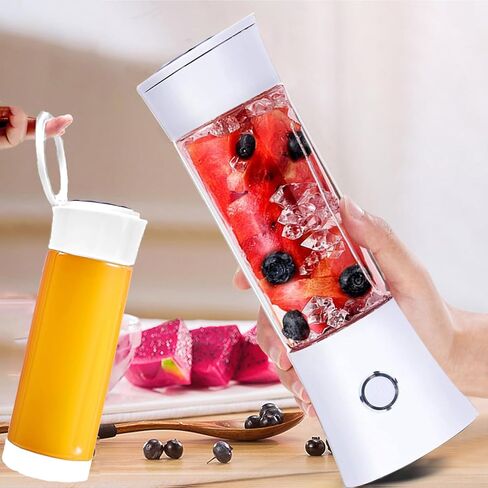 Portable Blender,Toycol Personal Size Blender for Shakes and Smoothies with 6 Blades,16 Oz Mini Blender Cup with Travel Lid and USB Rechargeable for Office, Gym, Kitchen White in Saudi Arabia