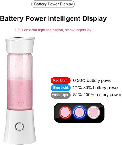 Portable Blender,Toycol Personal Size Blender for Shakes and Smoothies with 6 Blades,16 Oz Mini Blender Cup with Travel Lid and USB Rechargeable for Office, Gym, Kitchen White in Saudi Arabia
