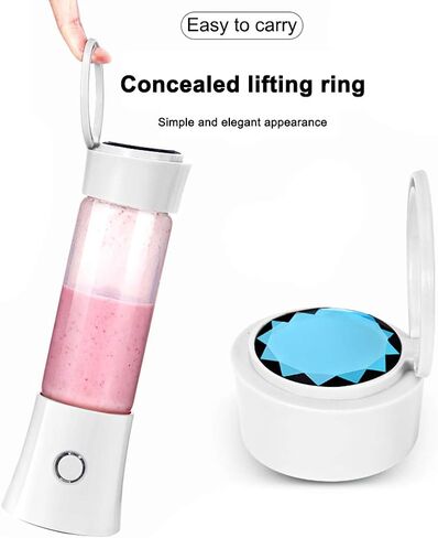 Portable Blender,Toycol Personal Size Blender for Shakes and Smoothies with 6 Blades,16 Oz Mini Blender Cup with Travel Lid and USB Rechargeable for Office, Gym, Kitchen White in Saudi Arabia