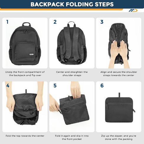 20L Lightweight Hiking Backpack - Waterproof Packable Backpack for Women Men, Small Foldable Nylon Daypack for Travel, Work, Collapsible Ultralight Backpack - Black in Saudi Arabia