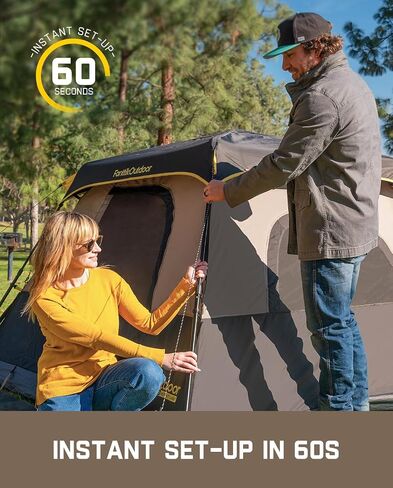 FanttikOutdoor Camping Tent 4/6/8/10 Person Instant Cabin Tent Setup in 60 Seconds with Rainfly & Windproof Portable Tent with Carry Bag for Family Camping & Hiking, Upgraded Ventilation in Kuwait
