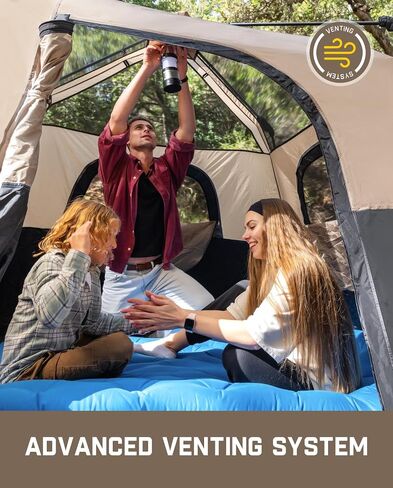 FanttikOutdoor Camping Tent 4/6/8/10 Person Instant Cabin Tent Setup in 60 Seconds with Rainfly & Windproof Portable Tent with Carry Bag for Family Camping & Hiking, Upgraded Ventilation in Kuwait