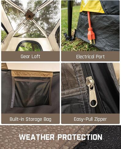 FanttikOutdoor Camping Tent 4/6/8/10 Person Instant Cabin Tent Setup in 60 Seconds with Rainfly & Windproof Portable Tent with Carry Bag for Family Camping & Hiking, Upgraded Ventilation in Kuwait