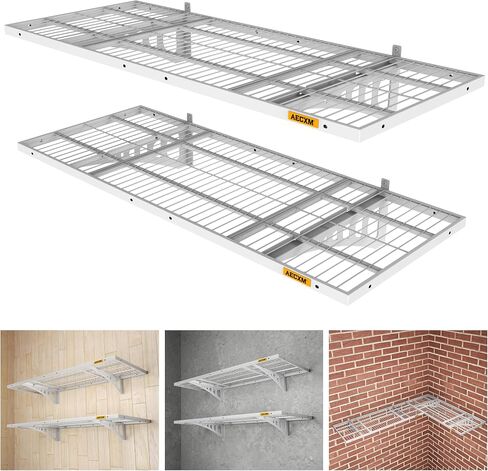 Aecxm 2pack 2x6ft المرآب تخزين الرف المرآب جدار رفوف المرآب تخزين جدار المرآب رفوف الحائط رفوف عائمة (أسود) in Kuwait