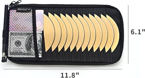 alavisxf xx Car CD Holder, DVD Vehicle Visor Storage Orangizer, Large Capacity CD Visor Case with 12 Sleeves, 1 Mesh Pocket, 1 Pen Holder, 1 Back Inner Pocket (Black) in Saudi Arabia