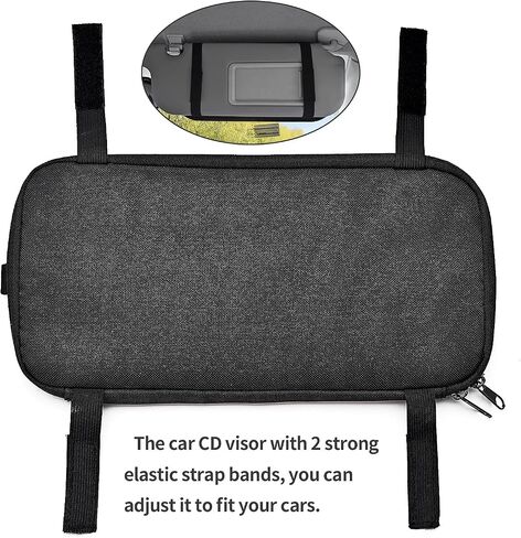 alavisxf xx Car CD Holder, DVD Vehicle Visor Storage Orangizer, Large Capacity CD Visor Case with 12 Sleeves, 1 Mesh Pocket, 1 Pen Holder, 1 Back Inner Pocket (Black) in Saudi Arabia