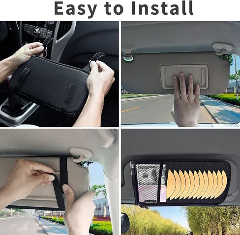 alavisxf xx Car CD Holder, DVD Vehicle Visor Storage Orangizer, Large Capacity CD Visor Case with 12 Sleeves, 1 Mesh Pocket, 1 Pen Holder, 1 Back Inner Pocket (Black) in Saudi Arabia