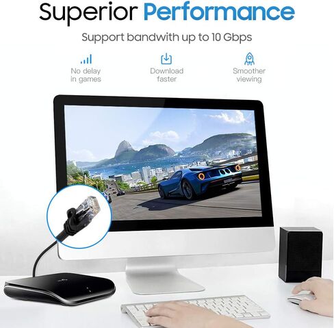Cat 6 Ethernet Cable 1.5 ft, Cat6 Patch Cables 10Gbps LAN Cable, 550MHz Network Cable, RJ45 Connectors, Compatible with Gaming Computer, Laptop, Modem, Router, HDTV, Gaming Console - Blue in Saudi Arabia