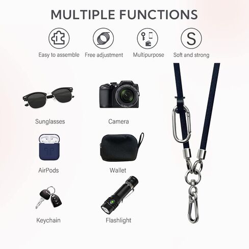 BFSD · DM حبل للهاتف الخلوي، حبال هاتف عالمية لرقعة الهاتف، 2 × رقع هاتف، حبال هاتف من النايلون حول الرقبة، متوافقة مع معظم الهواتف الذكية، مضادة للسرقة (أسود، 48 بوصة) in Saudi Arabia