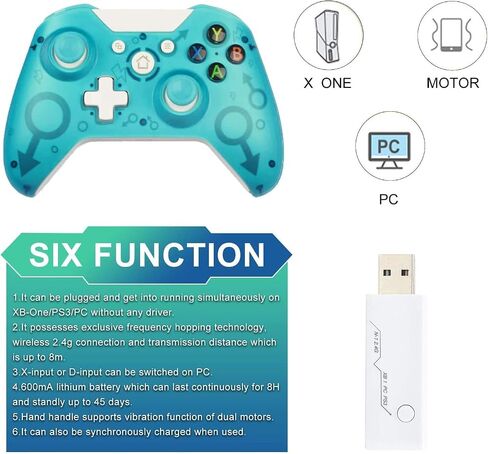 وحدة تحكم Sehawei اللاسلكية لجهاز Xbox One PC Gamepad مع محول لاسلكي 2.4 جيجا هرتز، لأجهزة Xbox One/One S/One X/One Elite/Xbox Series X/PS3 /Windows 7/8/10 (أخضر) in Kuwait