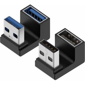 Herfair U-Shape USB Adapter (2 Pack) 180 Degree USB 3.1 Male to Female Extender 10Gbps USB Port Converter Direction Changer Supports OTG for PC, Laptop, USB Charger, Raspberry Pi and More (Style C)
