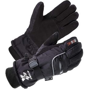 SKYDEER 100% Waterproof and -40°F Cold Proof Genuine Deerskin Suede Leather Ski Gloves for Extreme Cold Condition (SD8650T)