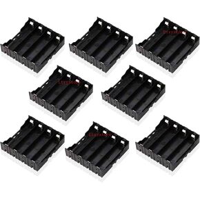 18650 Battery Case Holder, 8 Pcs 4 Slots x 3.7V DIY Battery Storage Box, in Parallel Black Plastic Batteries Case with Pin for 4 x 18650