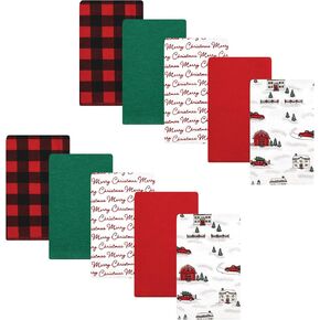 Hudson Baby Unisex Baby Cotton Flannel Burp Cloths 7-Pack, Girl New Elephant, One Size
