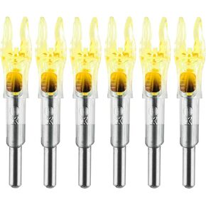6PCS X Lighted Nocks for Arrows with .204 .233 .244 .246 Inside Diameter with H, S, GT Bushings High-Visibility LED Arrow Nocks, ON/Off Switch Included